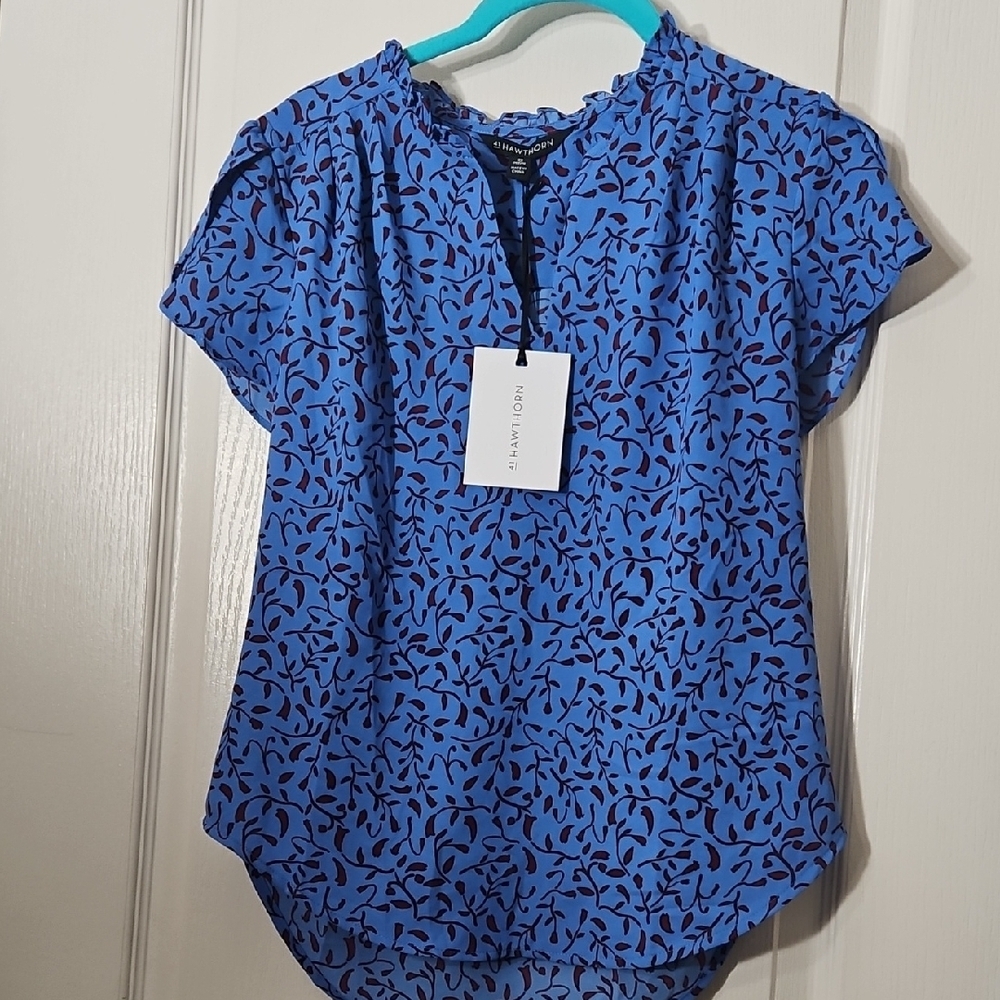 Blue Patterned Women's Top